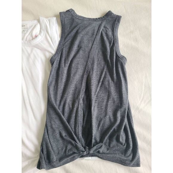 J. Crew Tank Top Bundle Women Size XS White Gray Sleeveless Crew Neck Back-Tie - Picture 4 of 5